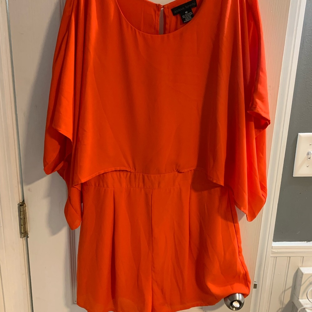 Burnt orange romper, worn once, open back, size M
